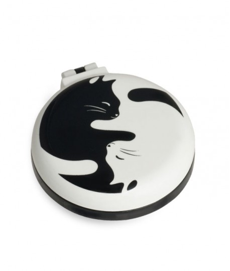 Pocket Mirror Brush - B&W Cats